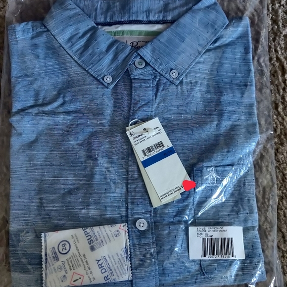 Original Penguin Other - Original Penguin Slub Textured Button Down Shirt Men XL Deep Water Blue NWT.